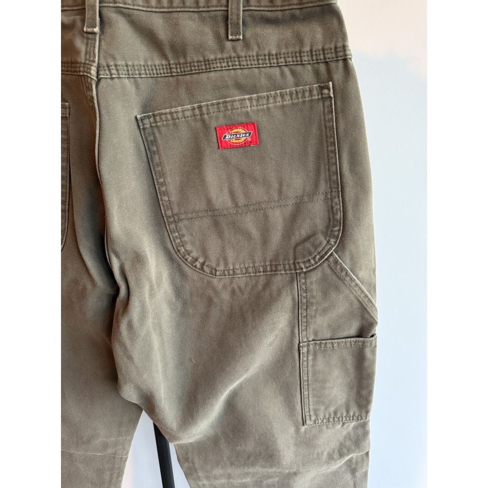 Dickies Carpenter Men's Pants Size 34x30 Olive Green Cotton Duck Canvas - Picture 6 of 9